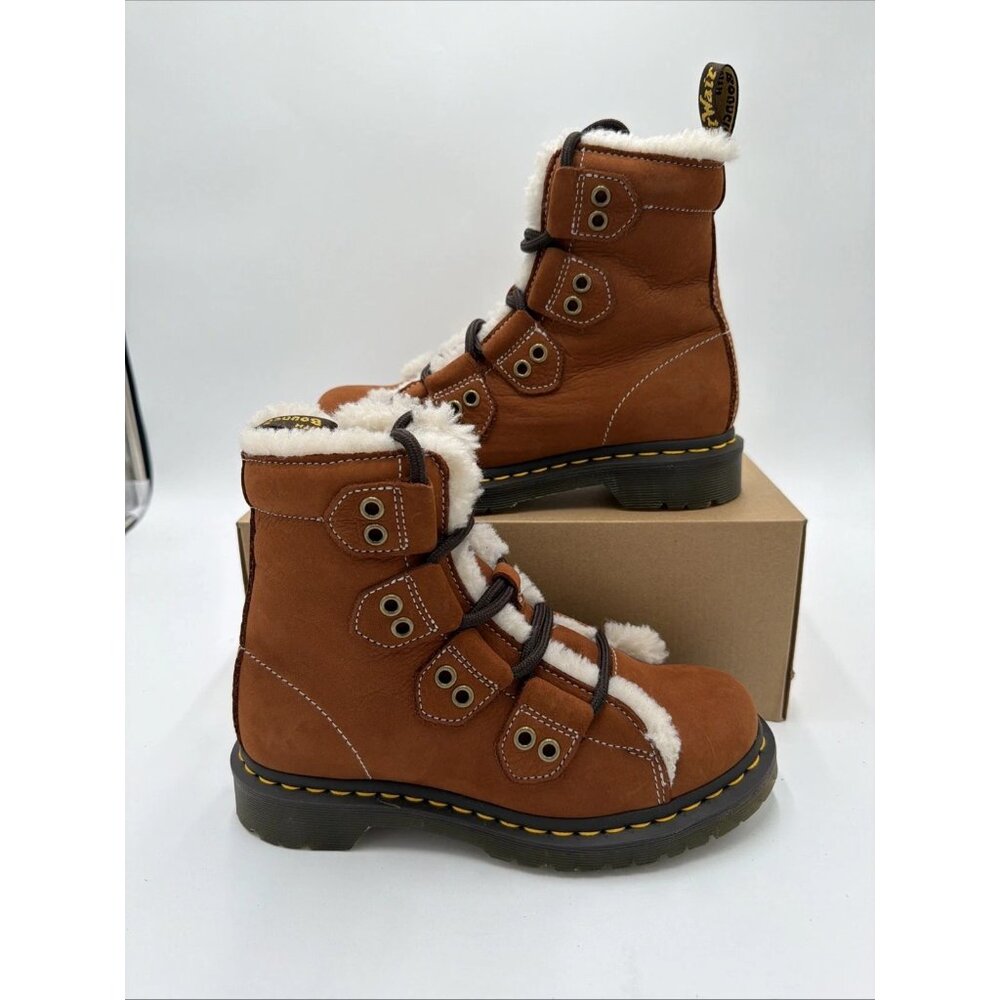 Dr. Martens 1460 Lace to Toe Fur Lined Buttersoft Nubuck Boots Brown Women's 8 - Picture 6 of 11